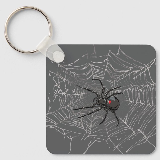 Llavero Araña De Viuda Negra Y Arte De Dibujo De Spiderweb (Anverso)