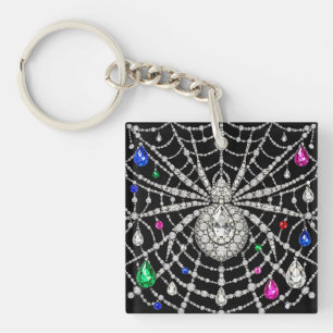 Llavero Araña Glamurosa Diseño de Diamantes con Joyas
