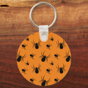 Llavero Arañas Patrón de Halloween negro y naranja