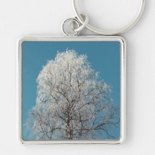 Llavero Árbol blanco salvaje contra cielo azul sin nubes