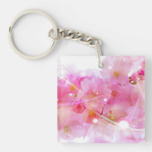 Llavero Árbol de cerezo japonés con flores rosadas pastele
