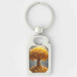 Llavero árbol de dinero dorado monedas de oro