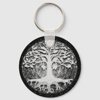 Llavero Árbol de fe y esperanza de vida negro y blanco