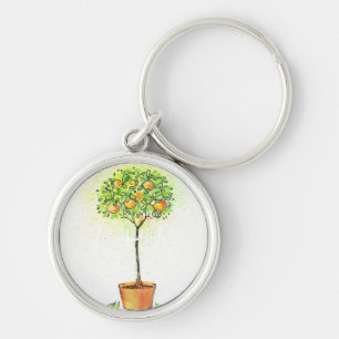 Llavero Árbol de fruta cítrica pintado de la acuarela en