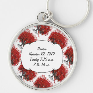 Llavero Árbol de hojas del corazón rojo