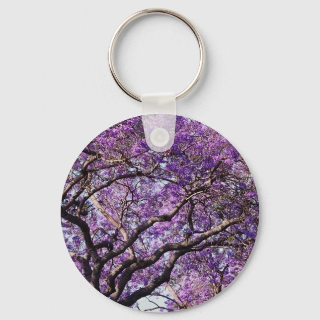 Llavero Árbol de jacaranda en flores de primavera (Anverso)
