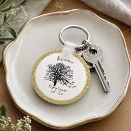 Llavero Árbol de Keepsake de la unión familiar | Oro