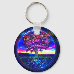 Llavero Árbol de la vida azul