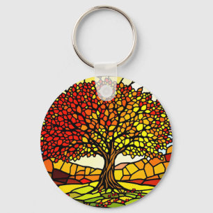 Llavero Árbol de la Vida Mosaico de Vidrio Roto Colores de