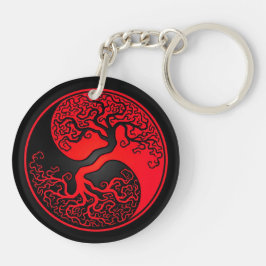 Llavero Árbol de la vida rojo y negro Yin Yang