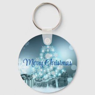 Llavero Árbol de Navidad azul, copo de nieve