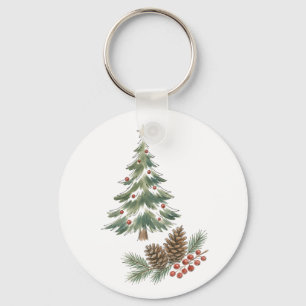 Llavero Árbol de Navidad con Piñas y Bayas Rojas Agu