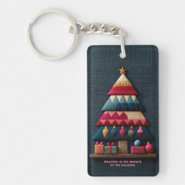Llavero Árbol de Navidad con Textura de Tela Acolchada Aco