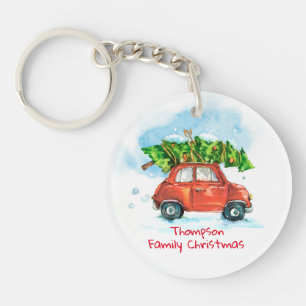 Llavero Árbol de navidad de familia de vacaciones de perso