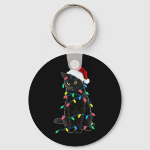 Llavero Árbol de navidad de gato negro ilumina Santa Kitte