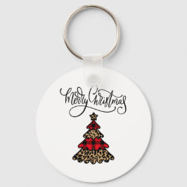 Llavero Árbol de Navidad de impresión de leopardo y plaid