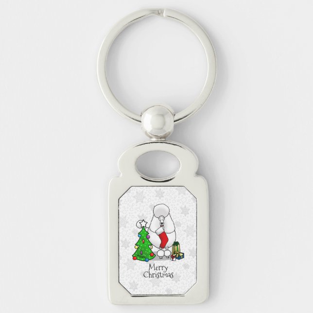 Llavero Árbol de navidad de moras 2 caniche (blanco) (Anverso)