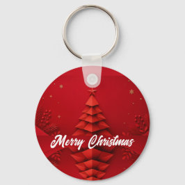 Llavero Árbol de Navidad de Papel Fondo Rojo