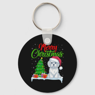 Llavero Árbol de Navidad de perro maltés enciende Navidad