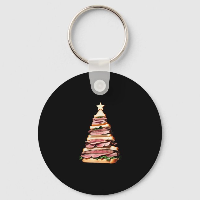 Llavero Árbol de Navidad de Sandwich de carne asada (Anverso)