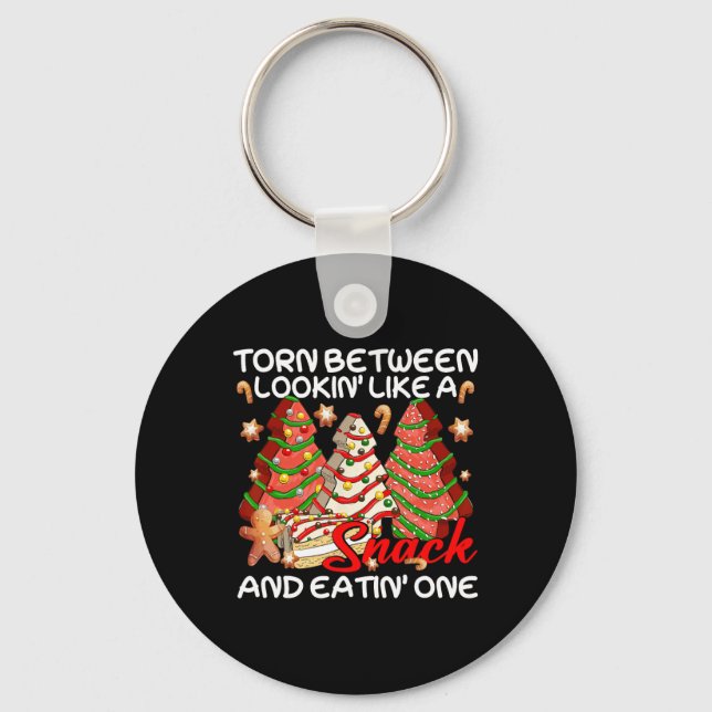Llavero Árbol De Navidad Desgarrado Entre La Mirada Como U (Anverso)