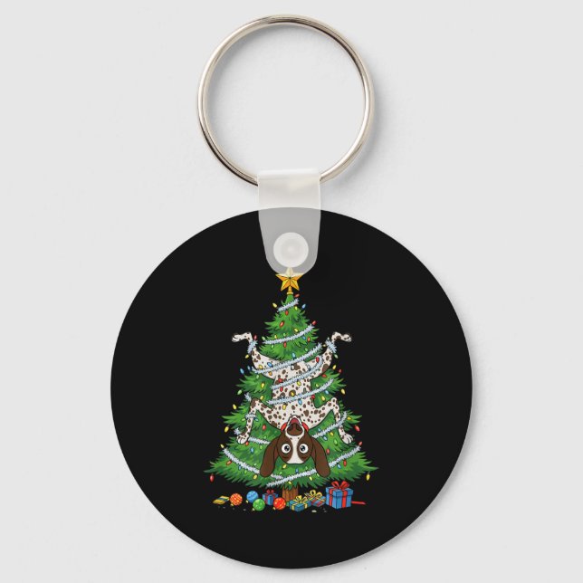 Llavero Árbol de Navidad divertido del perro inter Pointer (Anverso)