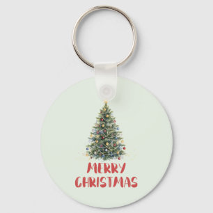 Llavero Árbol de Navidad en acuarela rústica Navidades