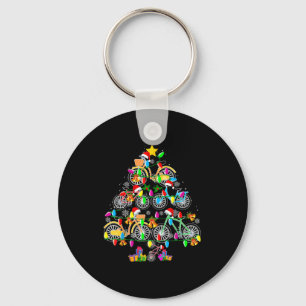 Llavero Árbol de Navidad en Bicicleta Divertido Santa Aman