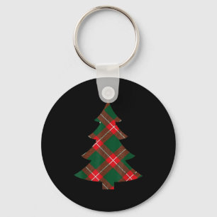 Llavero Árbol de Navidad Estampado de Cuadros Rojo Verde F