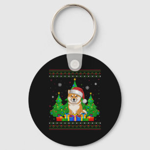 Llavero Árbol de navidad fea dulce Santa Hat Shiba Inu Do