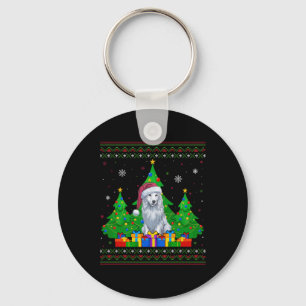 Llavero Árbol de Navidad feo dulce Santa Hat Akbash Perro 
