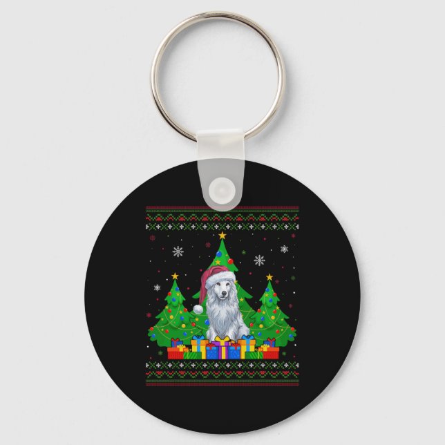 Llavero Árbol de Navidad feo dulce Santa Hat Akbash Perro  (Anverso)