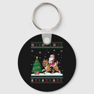 Llavero Árbol de Navidad feo enciende Santa Riding Brusela