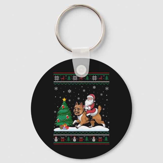 Llavero Árbol de Navidad feo enciende Santa Riding Brusela (Anverso)