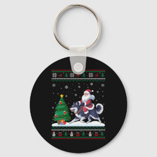 Llavero Árbol de Navidad feo ilumina a Santa Riding Alaska