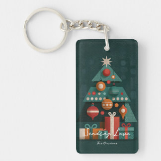 Llavero Árbol de Navidad Geométrico Retro