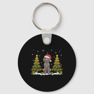 Llavero Árbol de navidad ilumina Weimaraner Dog Santa Hat 