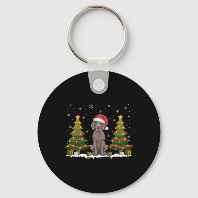 Llavero Árbol de navidad ilumina Weimaraner Dog Santa Hat  (Anverso)