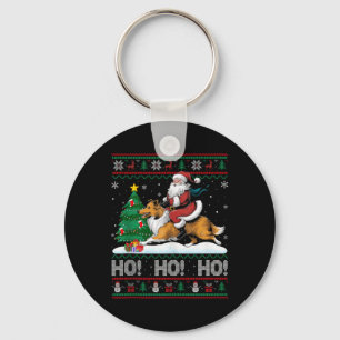 Llavero Árbol de Navidad iluminando Santa Riding Collie Do