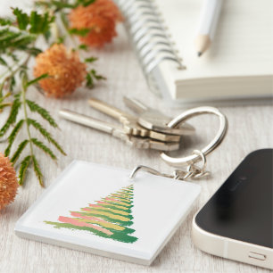 Llavero Árbol de Navidad minimalista con pinceladas