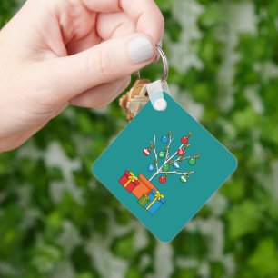 Llavero Árbol de Navidad mínimo con presentes