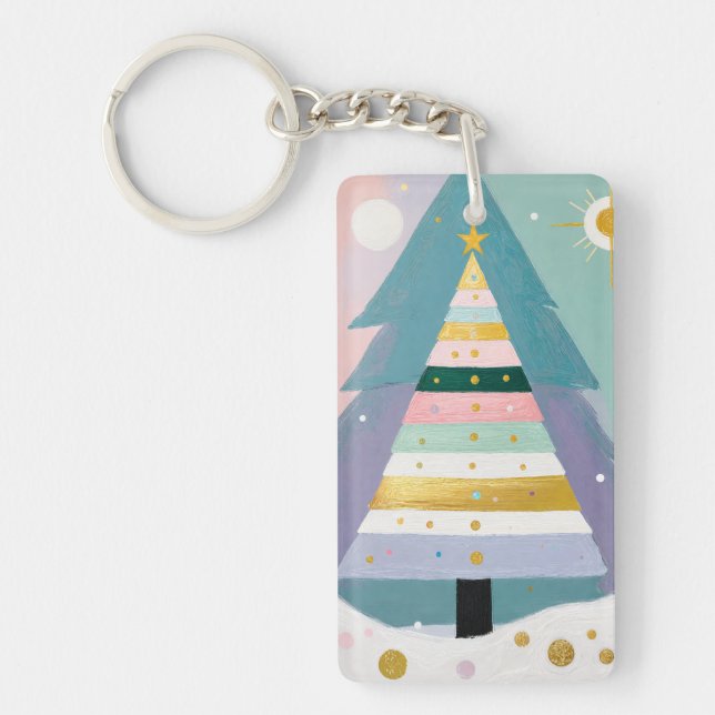 Llavero Árbol de Navidad Pastel Celestial (Frente)