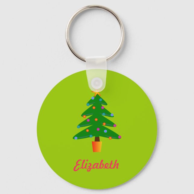 Llavero Árbol de Navidad Verde Personalizado (Anverso)