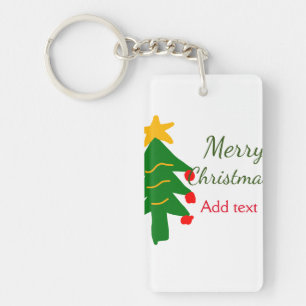 Llavero árbol de navidad verde rojo Feliz Navidad añadir n