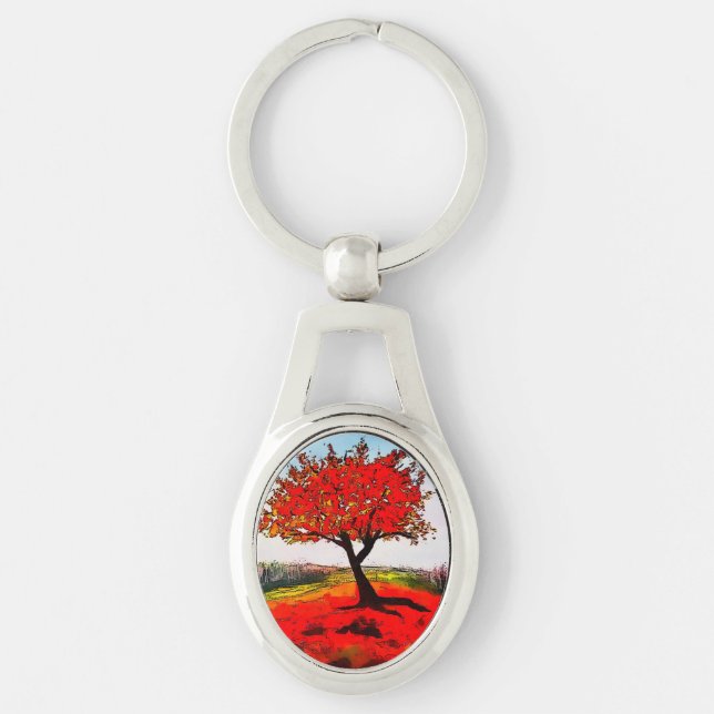 Llavero Árbol de Otoño Rojo (Anverso)