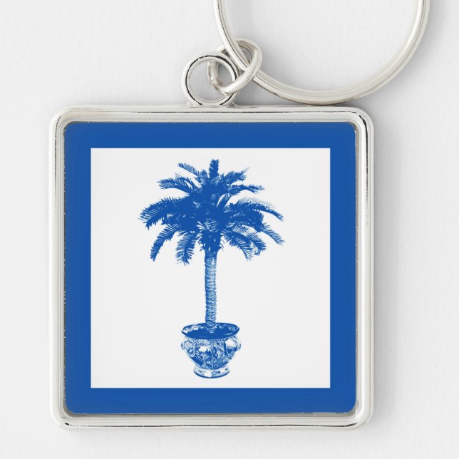 Llavero Árbol de palmas potentes - azul cobalto y blanco (Frente)