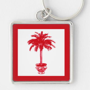 Llavero Árbol de palmas potentes - rojo profundo y blanco