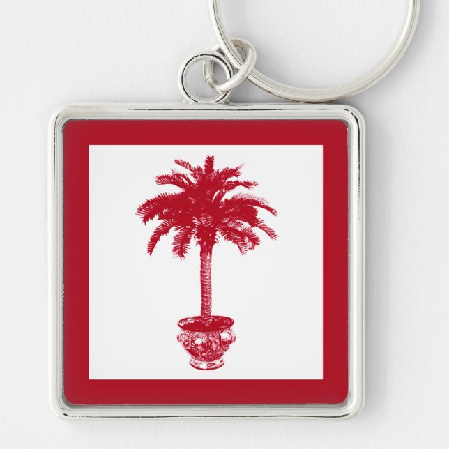 Llavero Árbol de palmas potentes - rojo profundo y blanco (Frente)