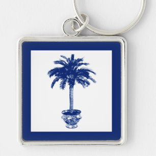 Llavero Árbol de palmeras potentes - azul marino y blanco