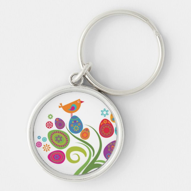 Llavero Árbol de Pascua con los huevos y las flores (Frente)